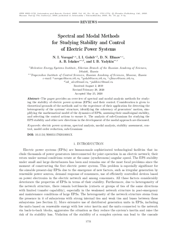 (PDF) Spectral and Modal Methods for Studying Stability and Control of ...