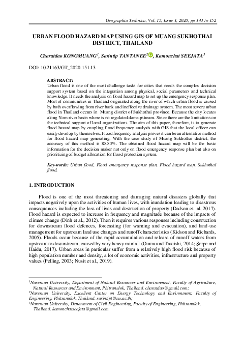 (PDF) Urban Flood Hazard Map Using Gis of Muang Sukhothai District ...