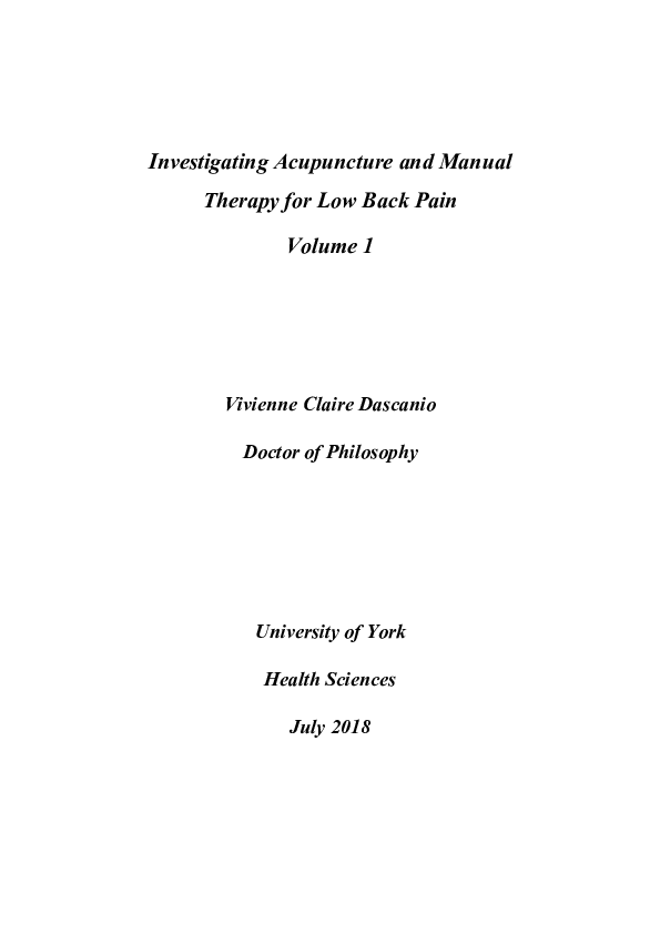 (PDF) Investigating acupuncture and manual therapy for low back pain