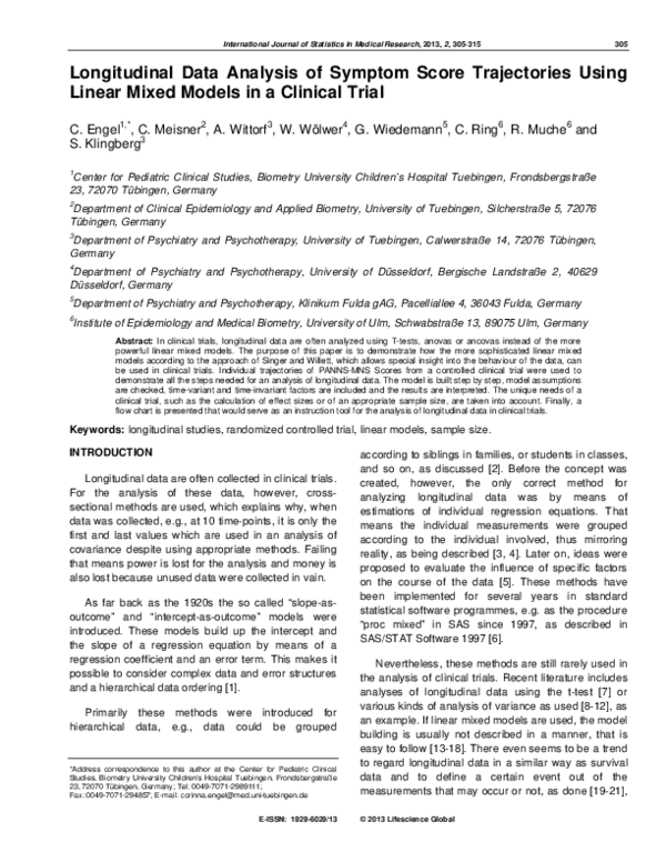 (PDF) Longitudinal Data Analysis of Symptom Score Trajectories Using ...