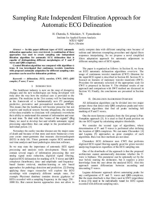 (PDF) Sampling Rate Independent Filtration Approach for Automatic ECG ...