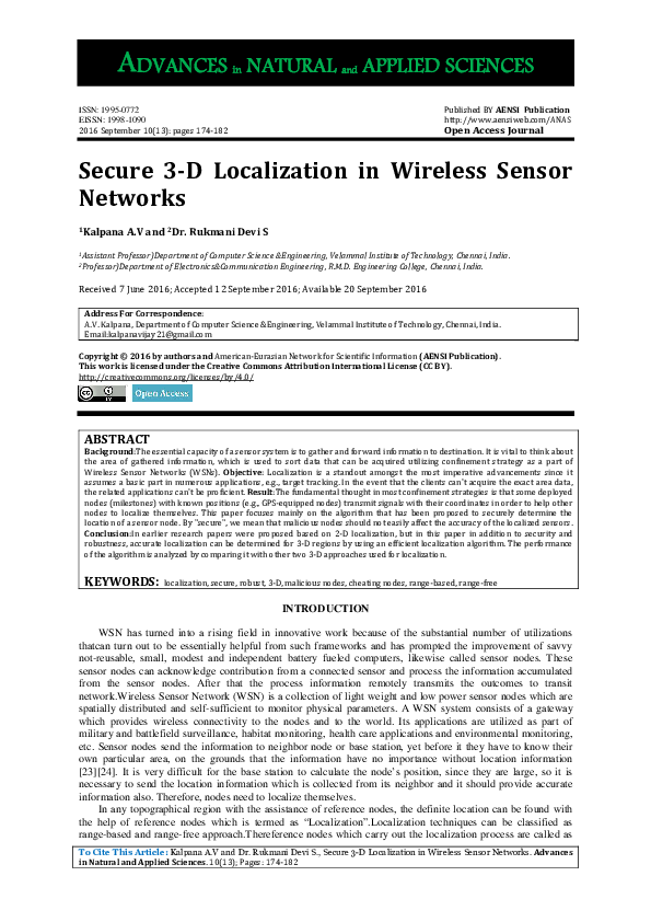 (PDF) Secure 3-D Localization in Wireless Sensor Networks