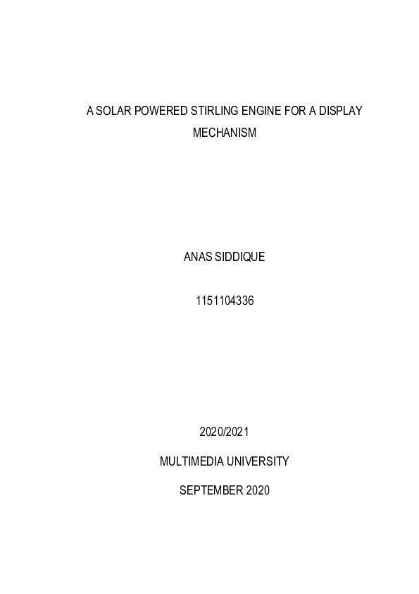 (PDF) A SOLAR POWERED STIRLING ENGINE