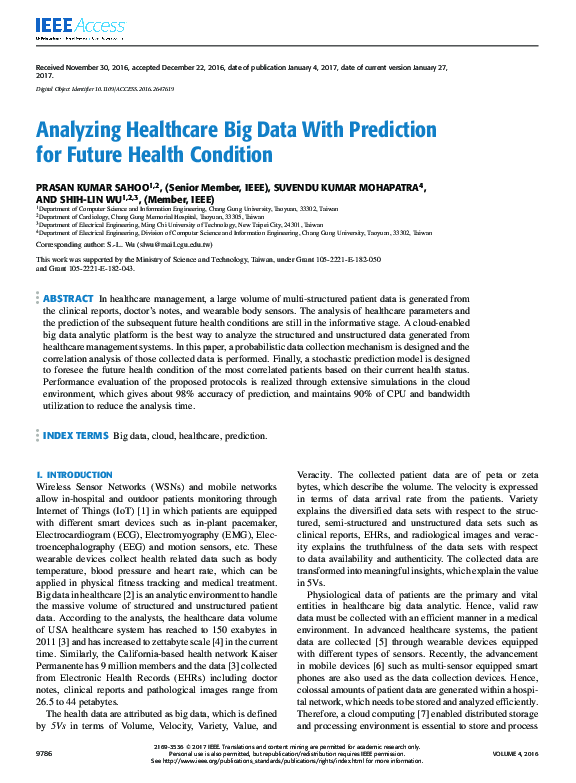 (PDF) Analyzing Healthcare Big Data With Prediction for Future Health ...