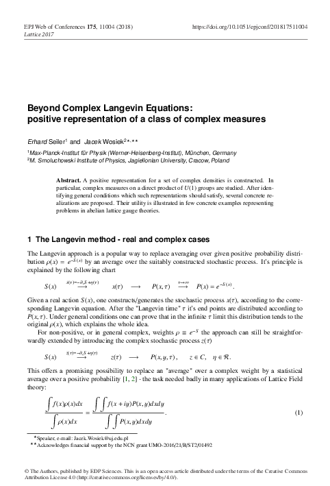 (PDF) Beyond Complex Langevin Equations: positive representation of a ...