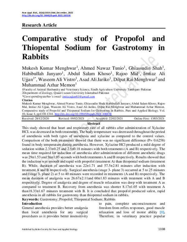 (PDF) Comparative study of Propofol and Thiopental Sodium for ...