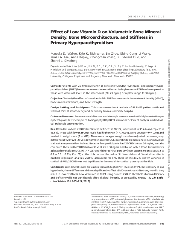 (PDF) Effect of Low Vitamin D on Volumetric Bone Mineral Density, Bone ...