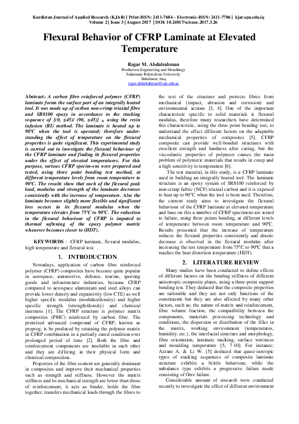 (PDF) Flexural Behavior of CFRP Laminate at Elevated Temperature