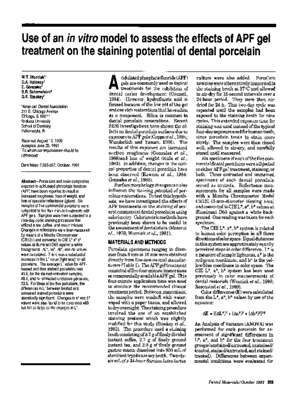 (PDF) Use of an in vitro model to assess the effects of APF gel