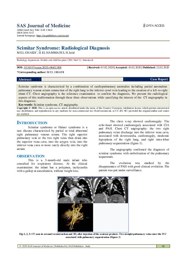 (PDF) Scimitar Syndrome: Radiological Diagnosis