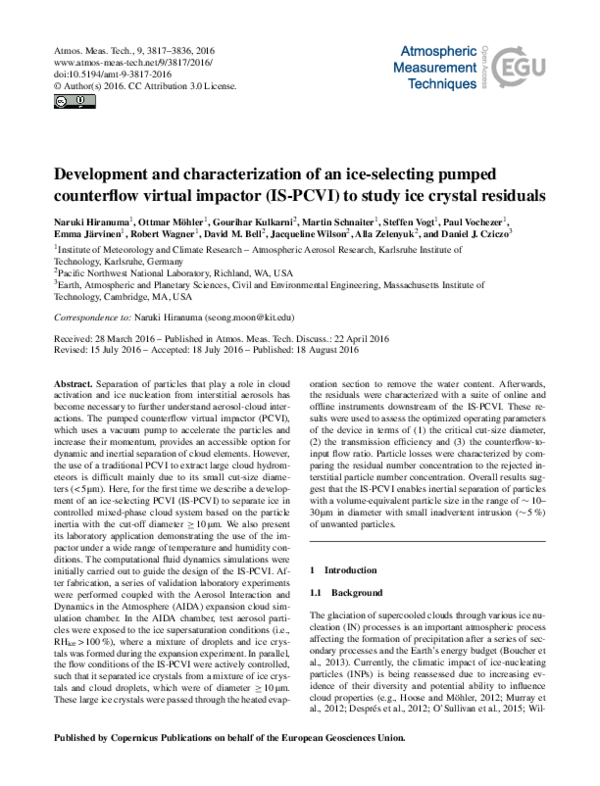 (PDF) Development and characterization of an ice-selecting pumped ...