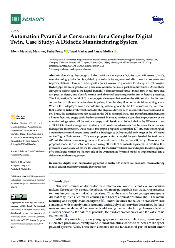 (PDF) Automation Pyramid as Constructor for a Complete Digital Twin ...
