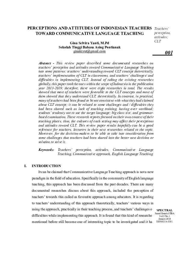 (PDF) Perceptions and Attitudes of Indonesian Teachers Toward ...