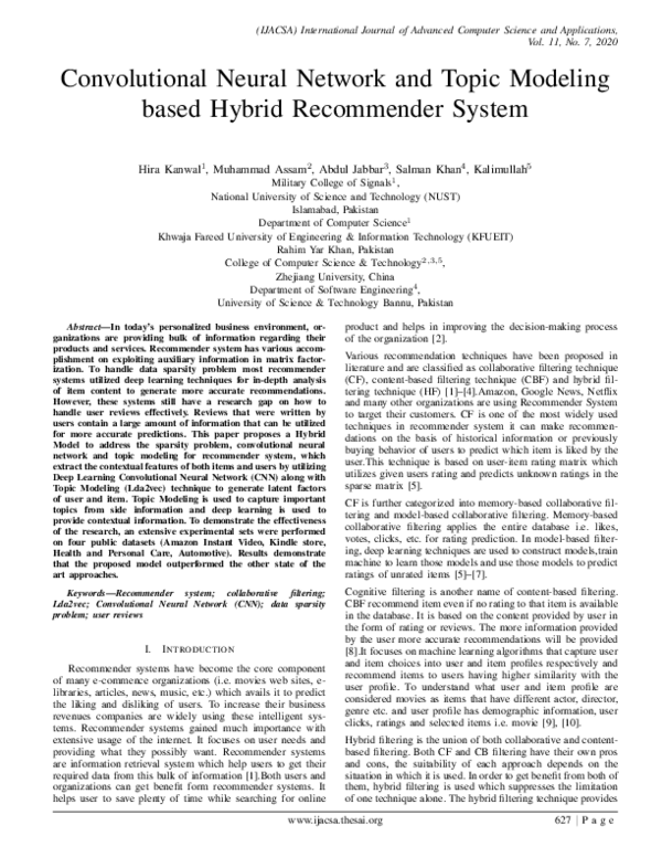 (PDF) Convolutional Neural Network and Topic Modeling based Hybrid ...