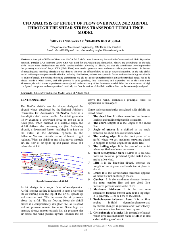 (PDF) CFD Analysis of Effect of Flow Over Naca 2412 Airfoil Through the ...