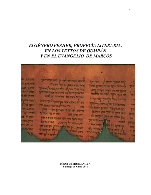 (PDF) El GÉNERO PESHER, PROFECÍA LITERARIA, EN LOS TEXTOS DE QUMRÁN Y ...