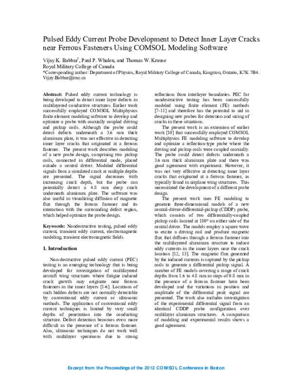 (PDF) Pulsed Eddy Current Probe Development to Detect Inner Layer ...