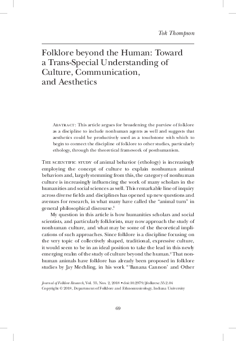 (PDF) Folklore Beyond the Human: Towards a Trans-Special Understanding ...