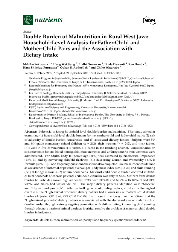 (PDF) Article Double Burden of Malnutrition in Rural West Java ...