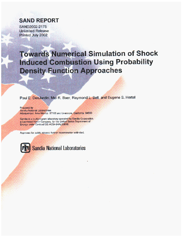 (PDF) Towards Numerical Simulation of Shock Induced Combustion Using ...