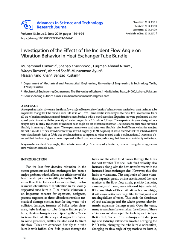 (PDF) Investigation of the Effects of the Incident Flow Angle on ...