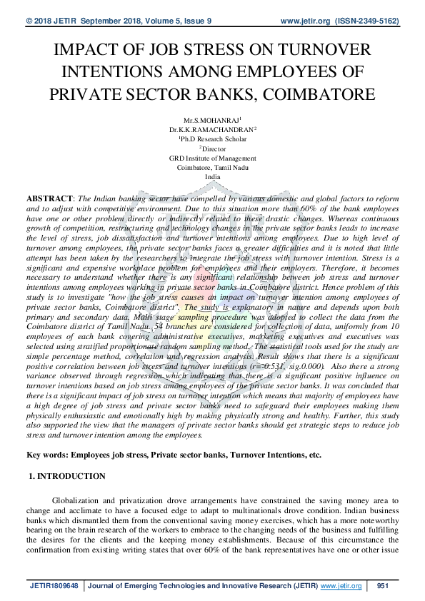 (PDF) IMPACT OF JOB STRESS ON TURNOVER INTENTIONS AMONG EMPLOYEES OF ...