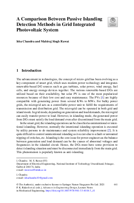 (PDF) A Comparison Between Passive Islanding Detection Methods in Grid ...