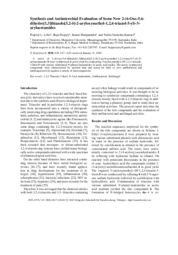 (PDF) Synthesis and Antimicrobial Evaluation of Some New 2-(6-Oxo-5,6 ...
