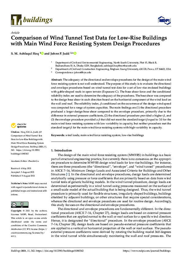 (PDF) Comparison of Wind Tunnel Test Data for Low-Rise Buildings with ...