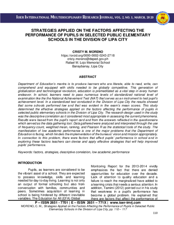 (PDF) Strategies Applied on the Factors Affecting the Performance of ...