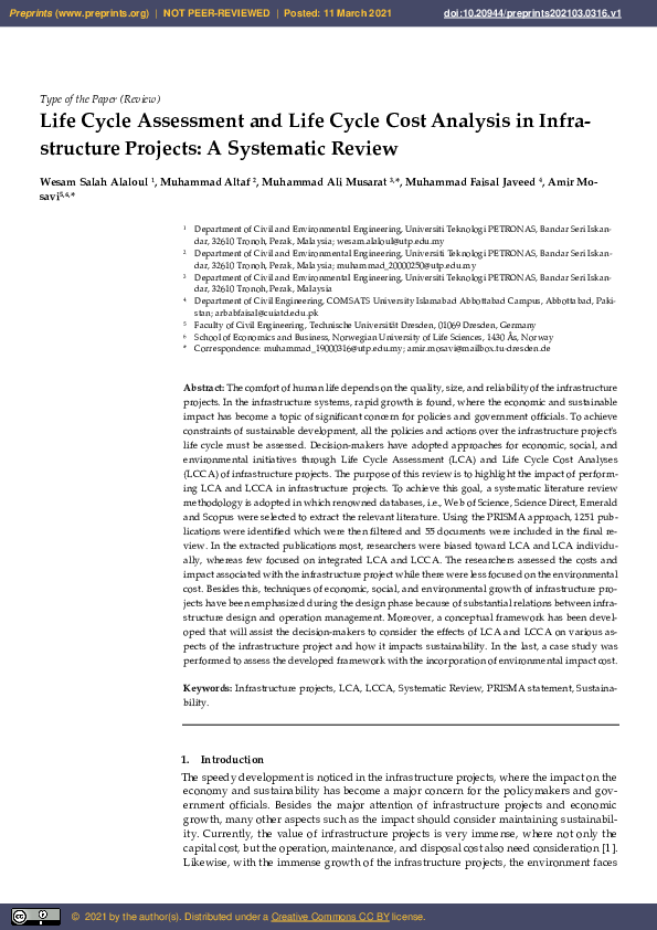 (PDF) Life Cycle Assessment and Life Cycle Cost Analysis in ...