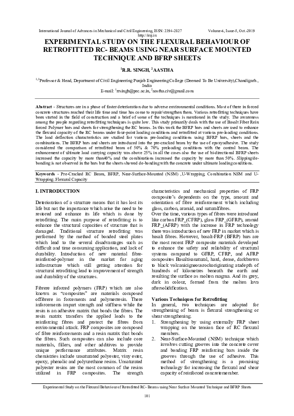 (PDF) EXPERIMENTAL STUDY ON THE FLEXURAL BEHAVIOUR OF RETROFITTED RC ...