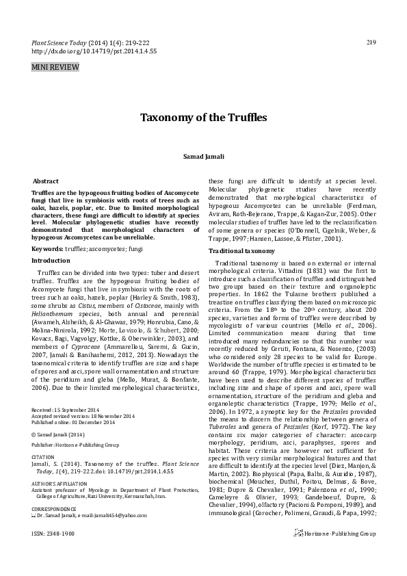 (PDF) Taxonomy of the Truffles
