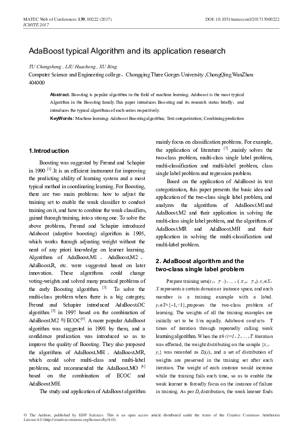 (PDF) AdaBoost typical Algorithm and its application research