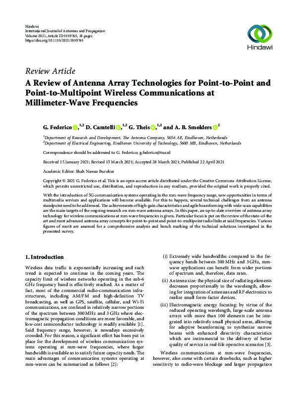 (PDF) A Review of Antenna Array Technologies for Point-to-Point and ...