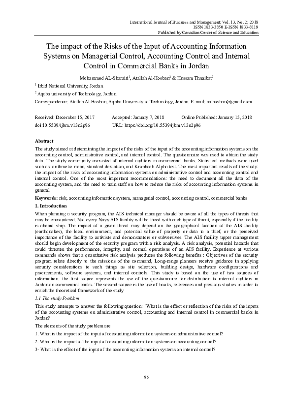 (PDF) The impact of the Risks of the Input of Accounting Information ...
