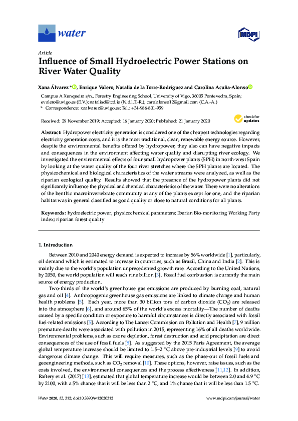 (PDF) Influence of a Small Hydroelectric Power Station on the River ...