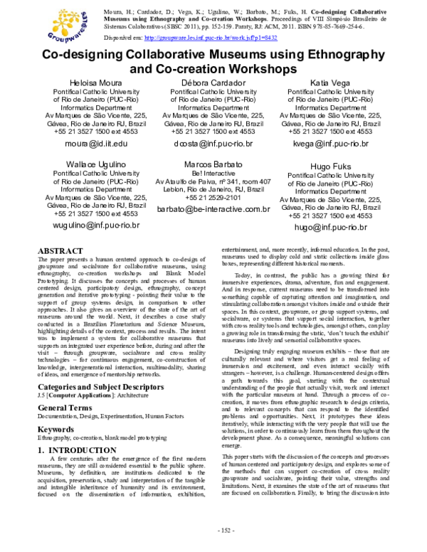 (PDF) Co-designing collaborative museums:Using ethnography and ...