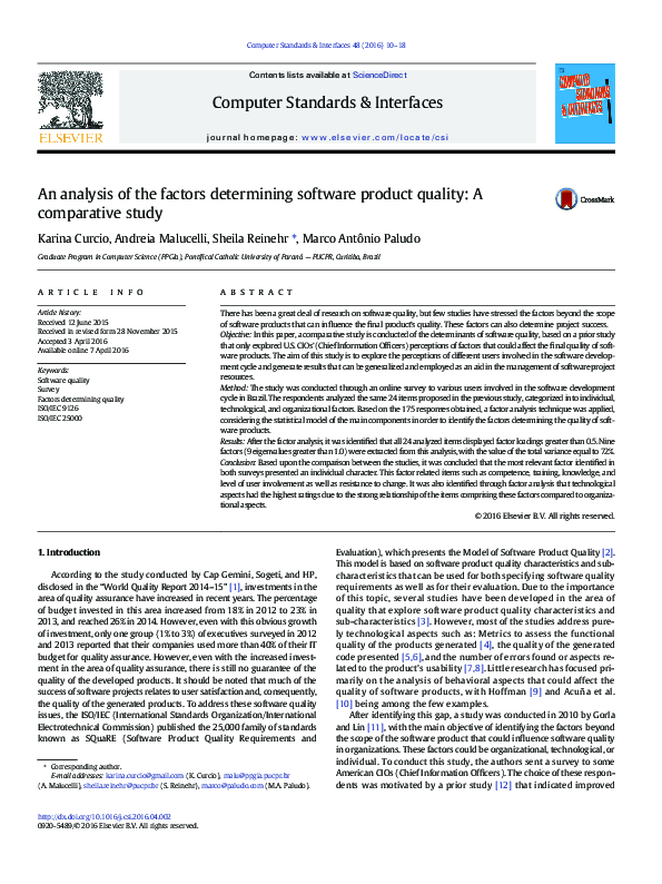 (PDF) An analysis of the factors determining software product quality ...