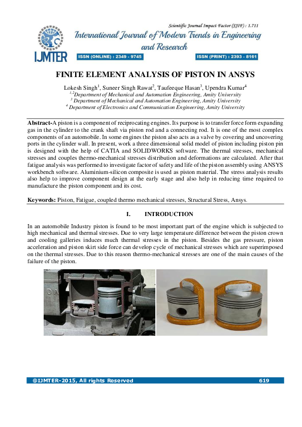 (PDF) FINITE ELEMENT ANALYSIS OF PISTON IN ANSYS