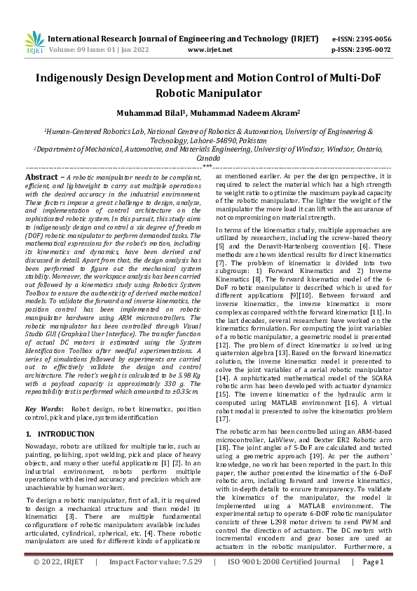 (PDF) IRJET- Indigenously Design Development and Motion Control of ...