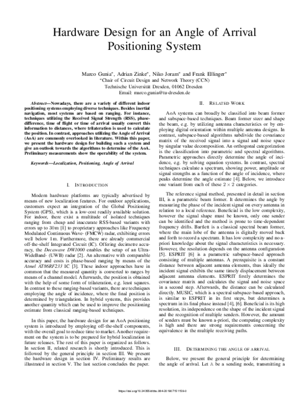 (PDF) Hardware Design for an Angle of Arrival Positioning System