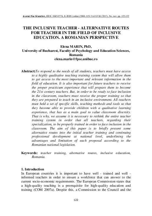 (PDF) The Inclusive Teacher - Alternative Routes for Teacher in the ...