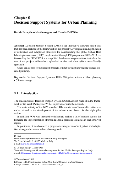 (PDF) Decision Support Systems for Urban Planning