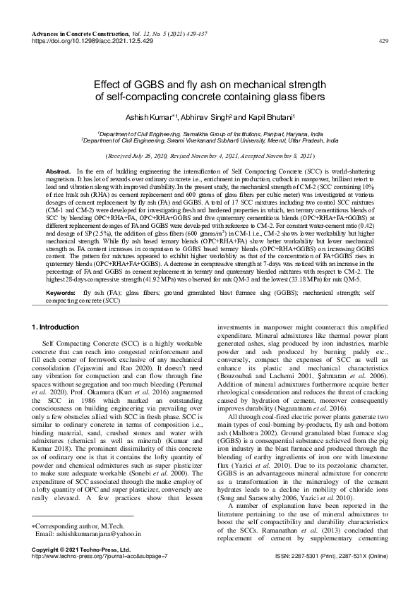 (PDF) Effect of GGBS and fly ash on mechanical strength of self ...