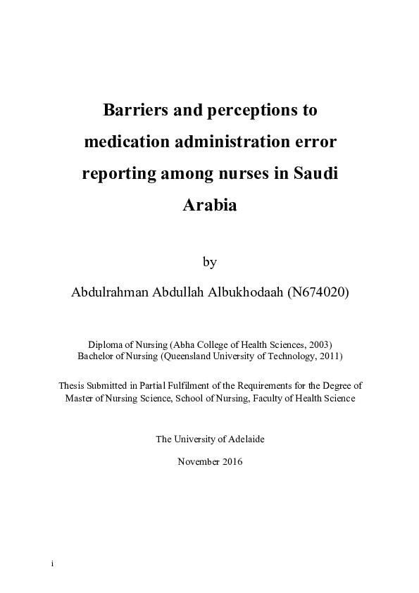 (PDF) Barriers and perceptions to medication administration error ...