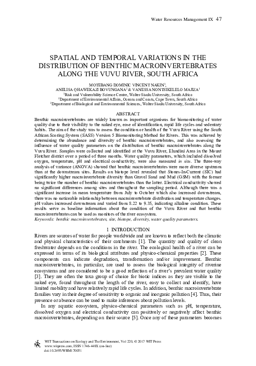 (PDF) Spatial and Temporal Variations in the Distribution of Benthic ...