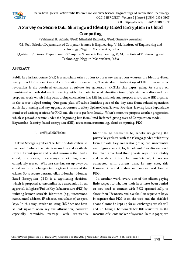 (PDF) A Survey on Secure Data Sharing and Identity Based Encryption in ...