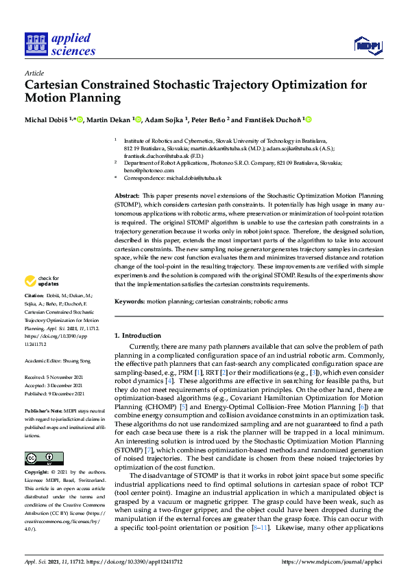 (PDF) Cartesian Constrained Stochastic Trajectory Optimization for ...