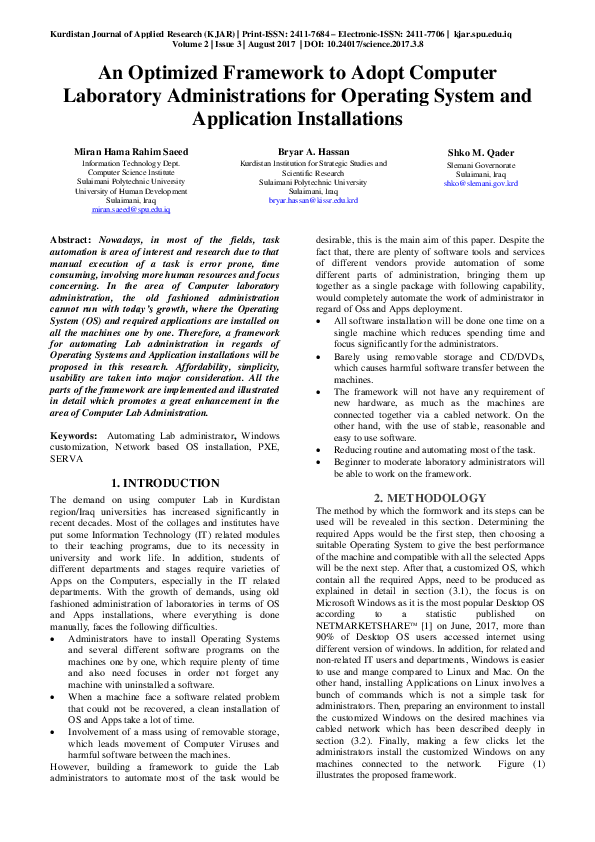 (PDF) An Optimized Framework to Adopt Computer Laboratory ...
